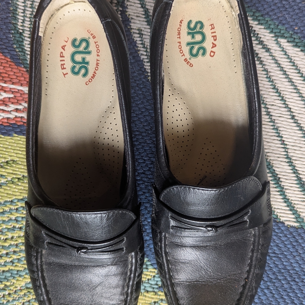 SAS Black Leather Loafers